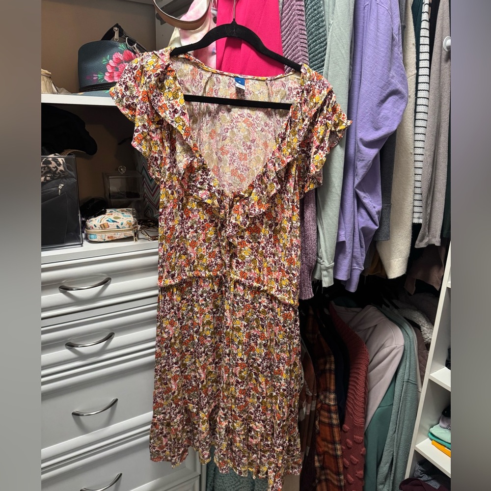 Old Navy Waist-Defined Flutter-Sleeve Floral Mini Dress